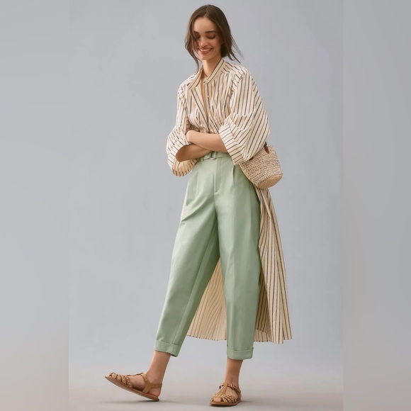 Anthropologie Pants - NWT Anthropologie Maeve Belted Tapered Pants, Size 2